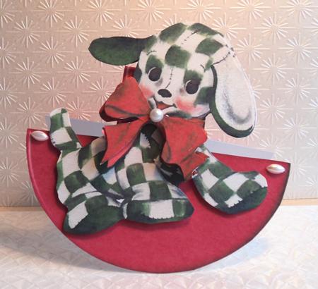 Vintage Cute Calico Puppy Wobble Card by Marijke Kok