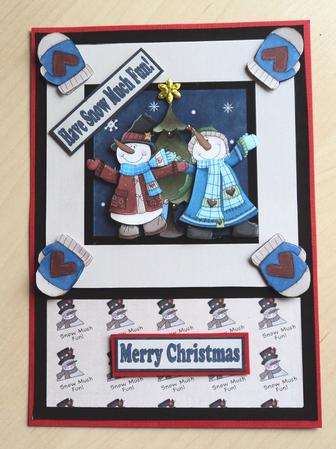 Snow Much Fun! Decoupage Card Front by Marijke Kok