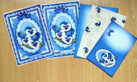 A5 Pansy, Lace and Pearls Kit with 3D Decoupage and Pyramage by Marijke Kok