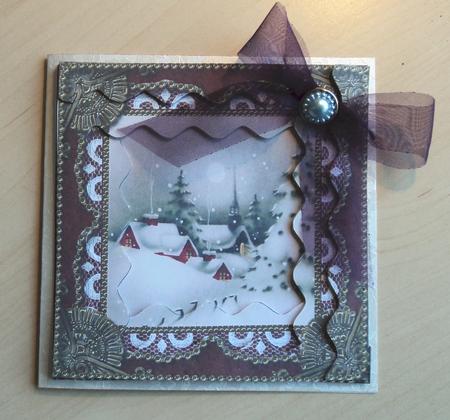 Christmas Village 1 Spiral Wavy Edge Stacker Card Front by Marijke Kok