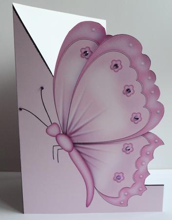 Pink Butterfly A5 Shaped Front Print and Fold Card by Marijke Kok