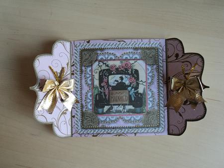 Just Married Car 2 Lace Bracket Wrap Card by Marijke Kok