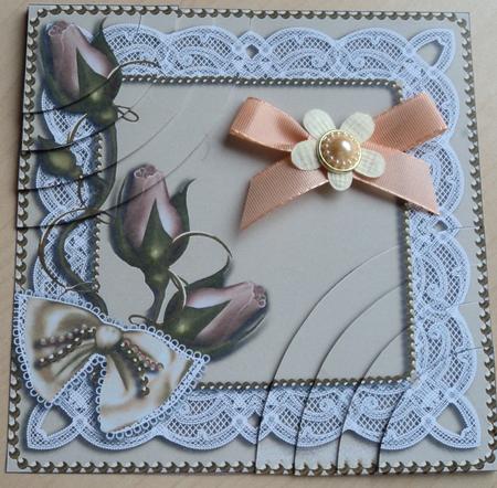 Cream Buds Rose Sprays 6inch Duo Corner Stacker Card Front by Marijke Kok