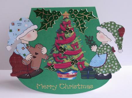 A4 Christmas Tots-over the Edge Wobble Card by Marijke Kok