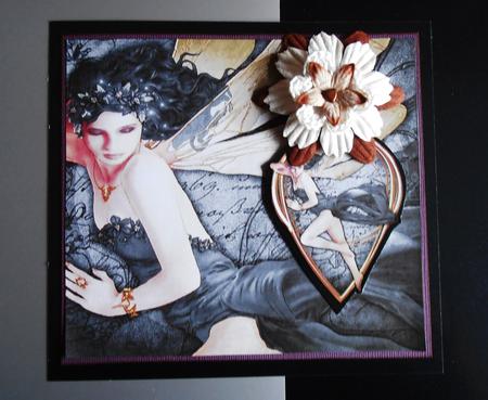 Forest Fairy Acantha (black) 8x8 Quick Card by Marijke Kok