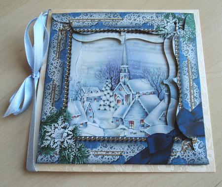 Blue Church Snow 5inch Bracket Edge Spiral Stacker by Marijke Kok
