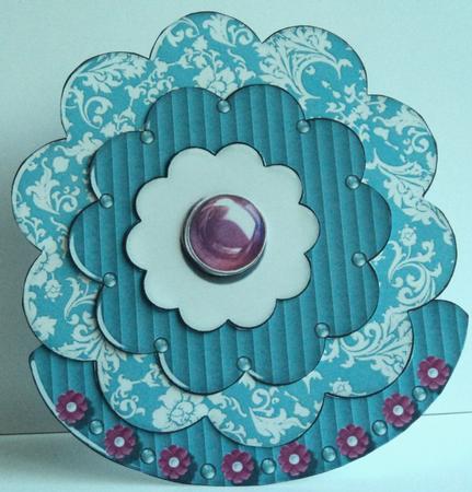 Teal & Pink Floral Wobble Card by Marijke Kok
