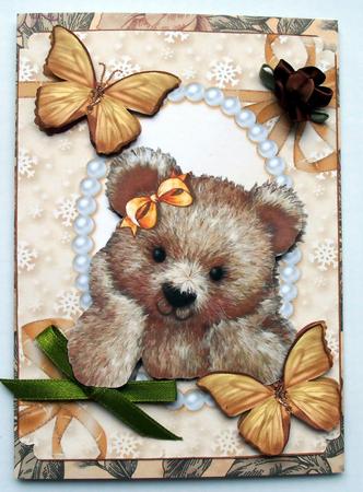 Cuddly Teddy with Gold Butterflies by Marijke Kok