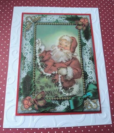 Santa Holly One Edge Scallop Bottom 7x5inch Stacker by Marijke Kok