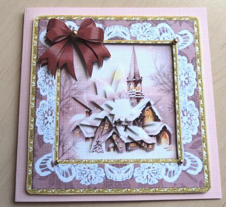 Christmas Midnight at the Pink Church - 5" Square by Marijke Kok