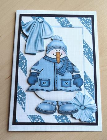 Cute Snowman, in Sriped Frame by Marijke Kok
