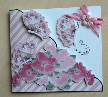 Pink Flowered Butterflies Cut and Fold by Marijke Kok