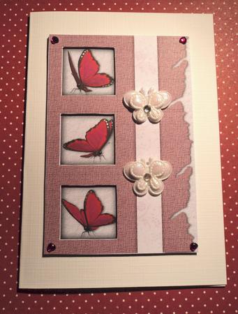 Pink Butterfly Easy 3D Look Card by Marijke Kok
