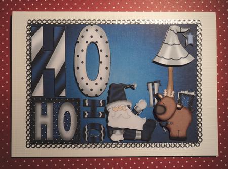 Blue Santa Card Front by Marijke Kok