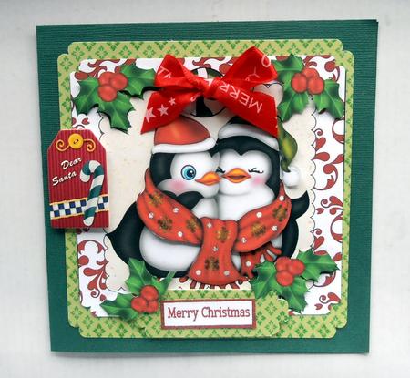 Cute Penguins in Sweet Frame with Holly 8x8 by Marijke Kok
