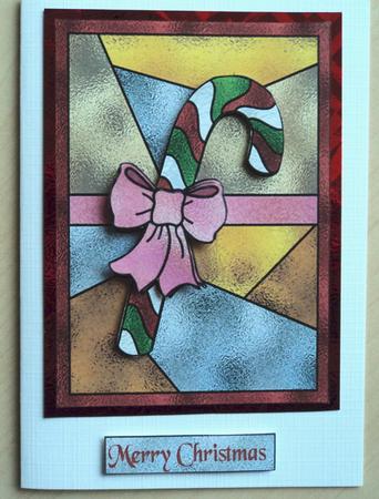 Stained Glass Candy Cane Card by Marijke Kok