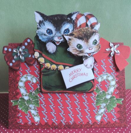 Retro Kittens Christmas Over the Edge by Marijke Kok