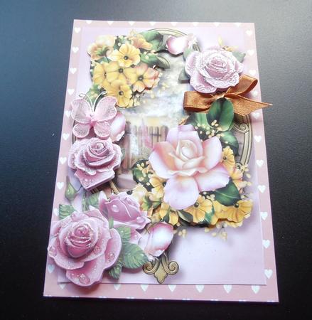 Pink & Yellow Summer on Golden Frame A5 by Marijke Kok