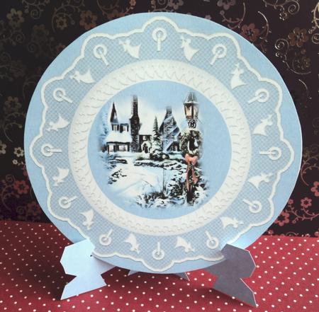 Snowy Winter Village-plate Card by Marijke Kok