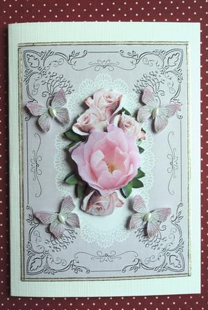 Pink Roses and Butterflies by Marijke Kok