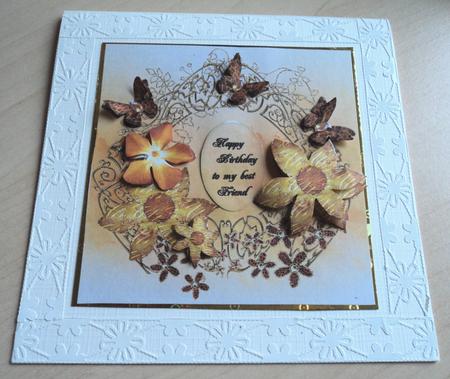 6x6 Gold Framed Flowers and Butterfies by Marijke Kok
