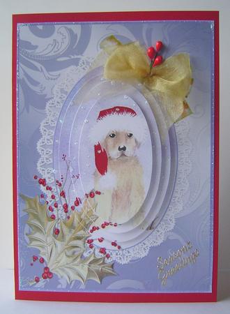 Christmas Santa Puppy Decoupage by Marilyn Clarke