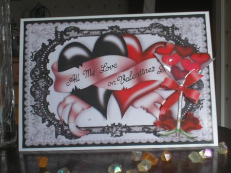 Hearts Entwined, with Martini Glass in Lace Frame by MMarilyn WillsonWillson