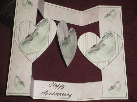 Swans Anniversary Heart Tri Shutter Card by MMarilyn WillsonWillson