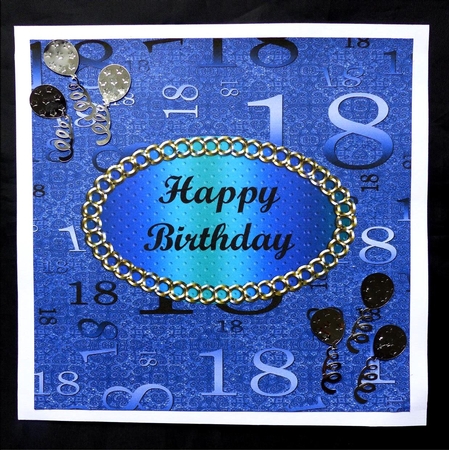 Dark Blue Metallic 18th Birthday A4 Backing Paper by Maz Kfk