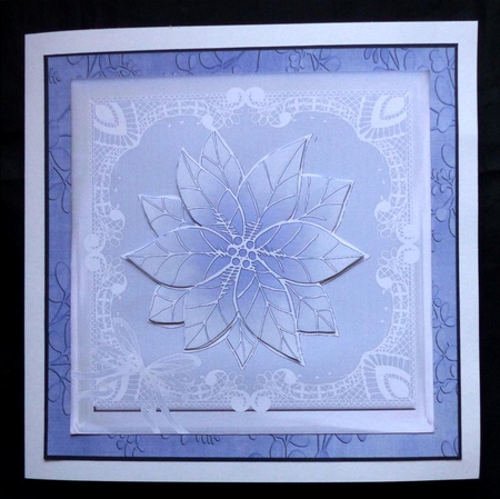 Blue Embossed Oriental Fern A4 Backing Paper by Maz Kfk