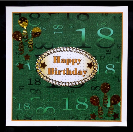 Dark Green 18 Birthday A4 Backing Paper by Maz Kfk