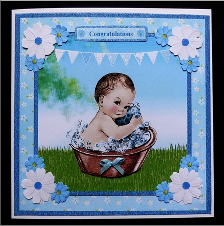 New Baby Boy Card Topper & Decoupage by Maz Kfk