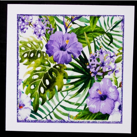 Pretty garden flowers in lilac, with paper butterflies by Maz Kfk