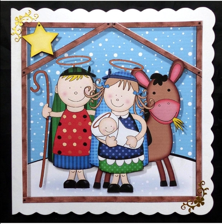 The Christmas Story Holy Family & Donkey quick card and 3D decoupage by Maz Kfk