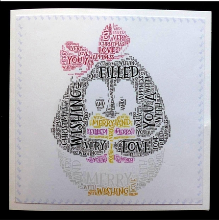 Cute Christmas Girl Penguin With Gift Word Art by Maz Kfk