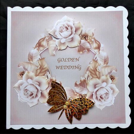 GOLDEN WEDDING GOLDEN ROSES CARD TOPPER by Maz Kfk