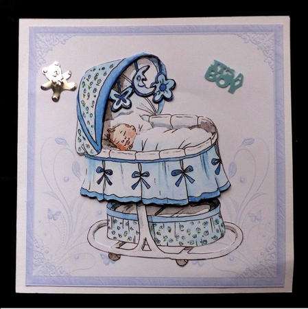 New Baby Decoupage - Baby Bassinet - Blue Featured Gallery Photo