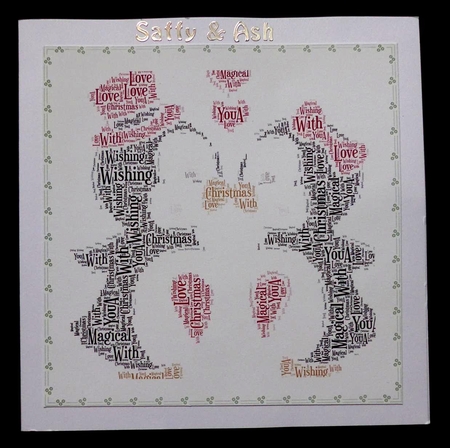 Christmas Cute Penguins Kissing Word Art by Maz Kfk