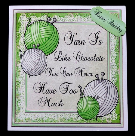 Humorous Knitting Green 8x8 by Maz Kfk