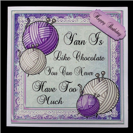 Humorous Knitting Purple 8x8 by Maz Kfk