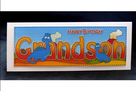 Large DL Happy Birthday GRANDSON with Dinosaurs 3D decoupage by Maz Kfk