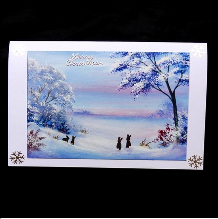 4 Rabbits in the snow, Designer resource or card topper by Maz Kfk