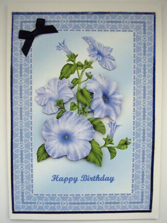 Blue Lace Frame with Petunias by Maz Kfk