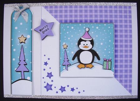 Cheeky Xmas Penguin Quick Card with 3D Decoupage by Maz Kfk