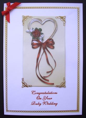 Gold Heart and Red Flowers Ruby Wedding by Maz Kfk