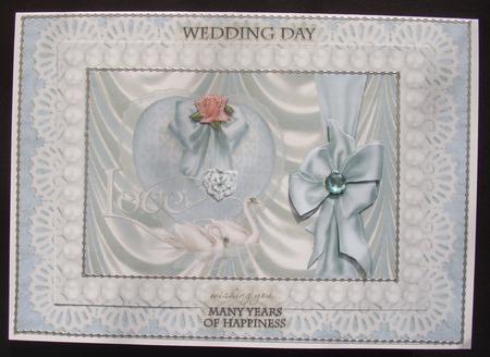 Blue Ribbon Love Bird Swans - Diamond Heart Lace & Pearls by Maz Kfk