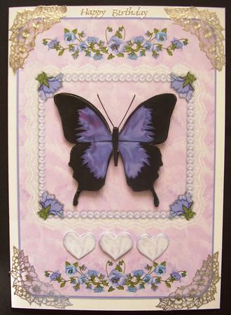 Purple Butterfly with Pearls, Flowers and Lace by Maz Kfk