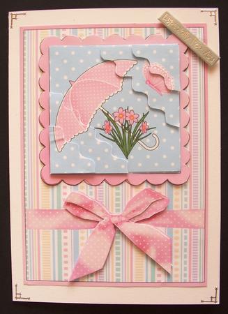 Summer in Pink - Card Front with Wavy Corners and Decoupage by Maz Kfk