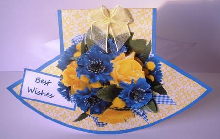 Blue and Yellow Posy Wobble Card by Maz Kfk