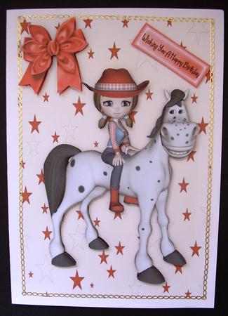 Cute Little Cowgirl & Cartoon Horse by Maz Kfk